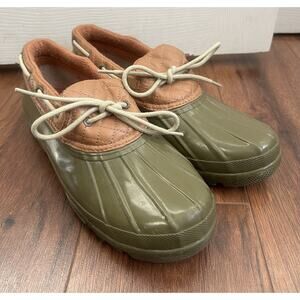 SPERRY Women's Green Saltwater 1-Eye Duck Quilted Leather Rubber Bootie Shoes 11